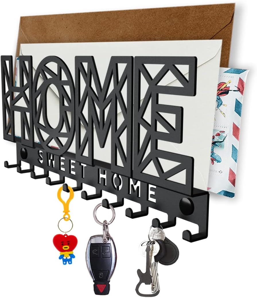 Home Sweet Home - Wall Mounted Key Rack with Letter Tray Shelf