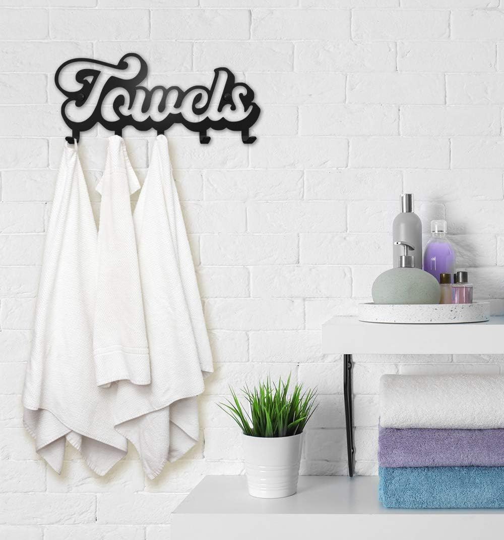 Bath Towel Holder - Wall Mounted Metal Hanger