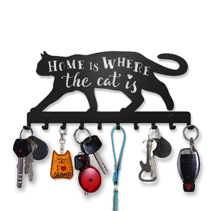 Home Is Where the Cat Is - Key Holder for Wall