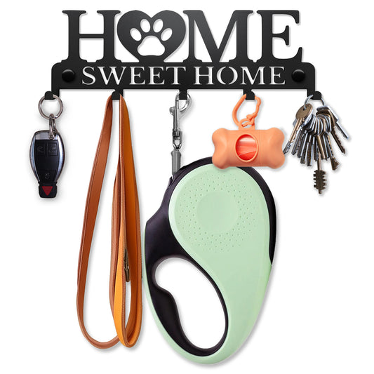 Home Sweet Home -- Key and Dog Leash Holder for Wall